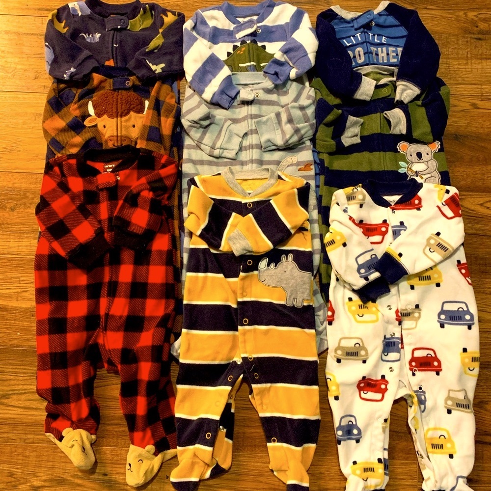 Carters 6m Fleece Footie Pajamas Lot